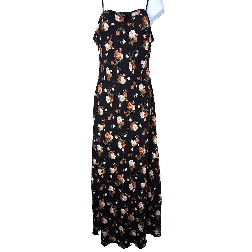 Chiffon‎ Dark Romantic Floral Maxi Dress Size Large Whimsigoth Dark Fairy Lined